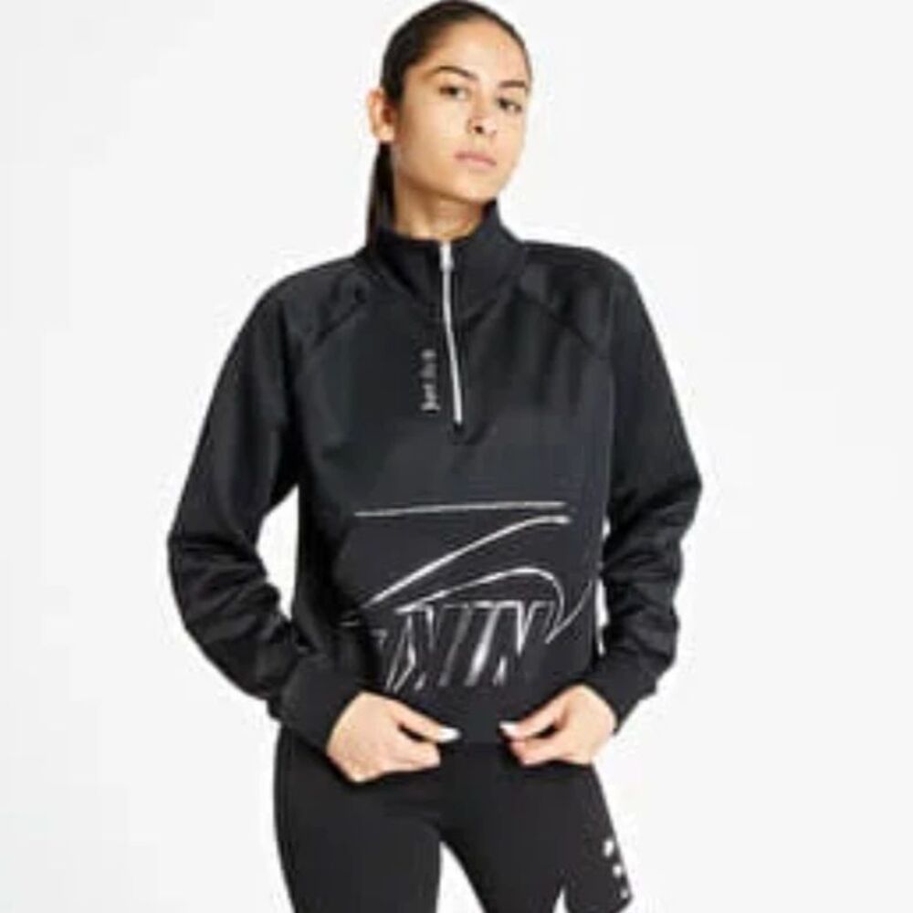 Nike Sportswear Icon Clash 1/4 Zip Fleece Pullover Sweatshirt Black/Silver